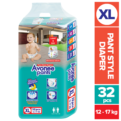 Avonee XL Pant Diaper (XL Size) 12-17Kg - 32Pcs