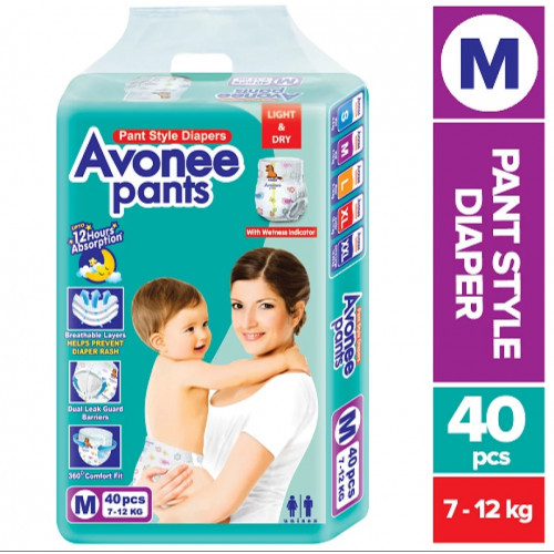 Avonee Medium Pant Diaper 7-12Kg (M Size) 40Pcs